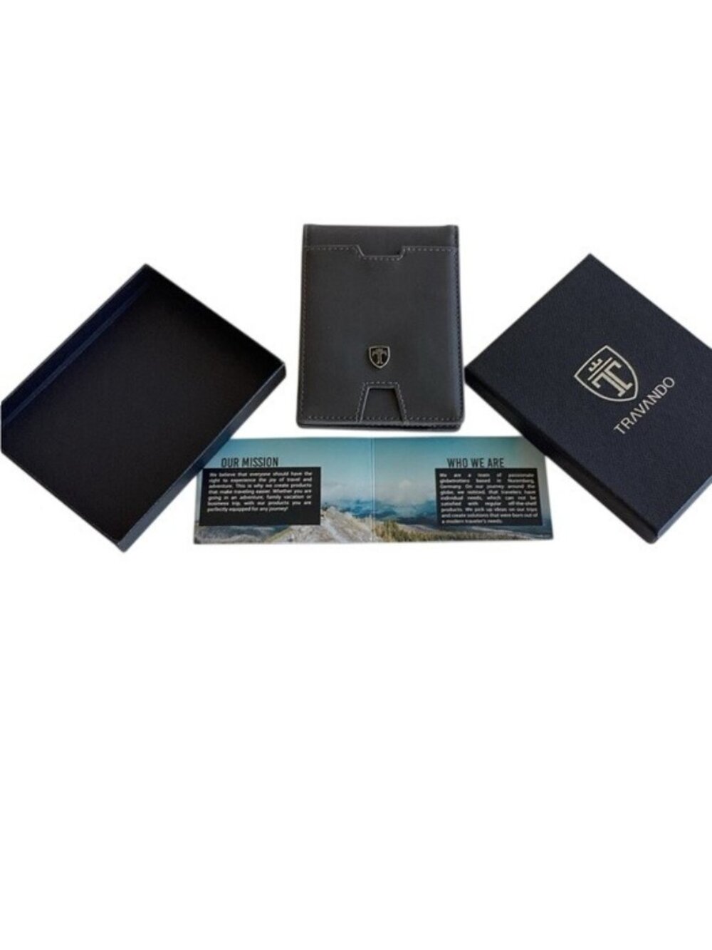 Travando Slim Wallet with Money Clip Dark Gray RFID Blocking Minimalist Wallet N